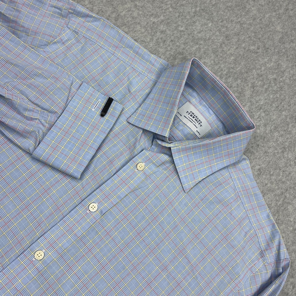 Charles Tyrwhitt Dress Shirt Mens 16.5 Plaid Check Classic French Cuff Button Up